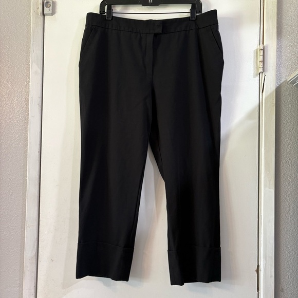 Escada Black Dress Pants Accent Stitching Cropped Cuffed Hem Plus Size XXL 2X 46 - Picture 1 of 10